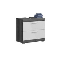 WASCHBECKENUNTERSCHRANK Scout Bad in Rauchsilber Nb. und weiß hochglanz B/H/T: 60x56x34 cm - Silberfarben, Holz (60/56/37cm)