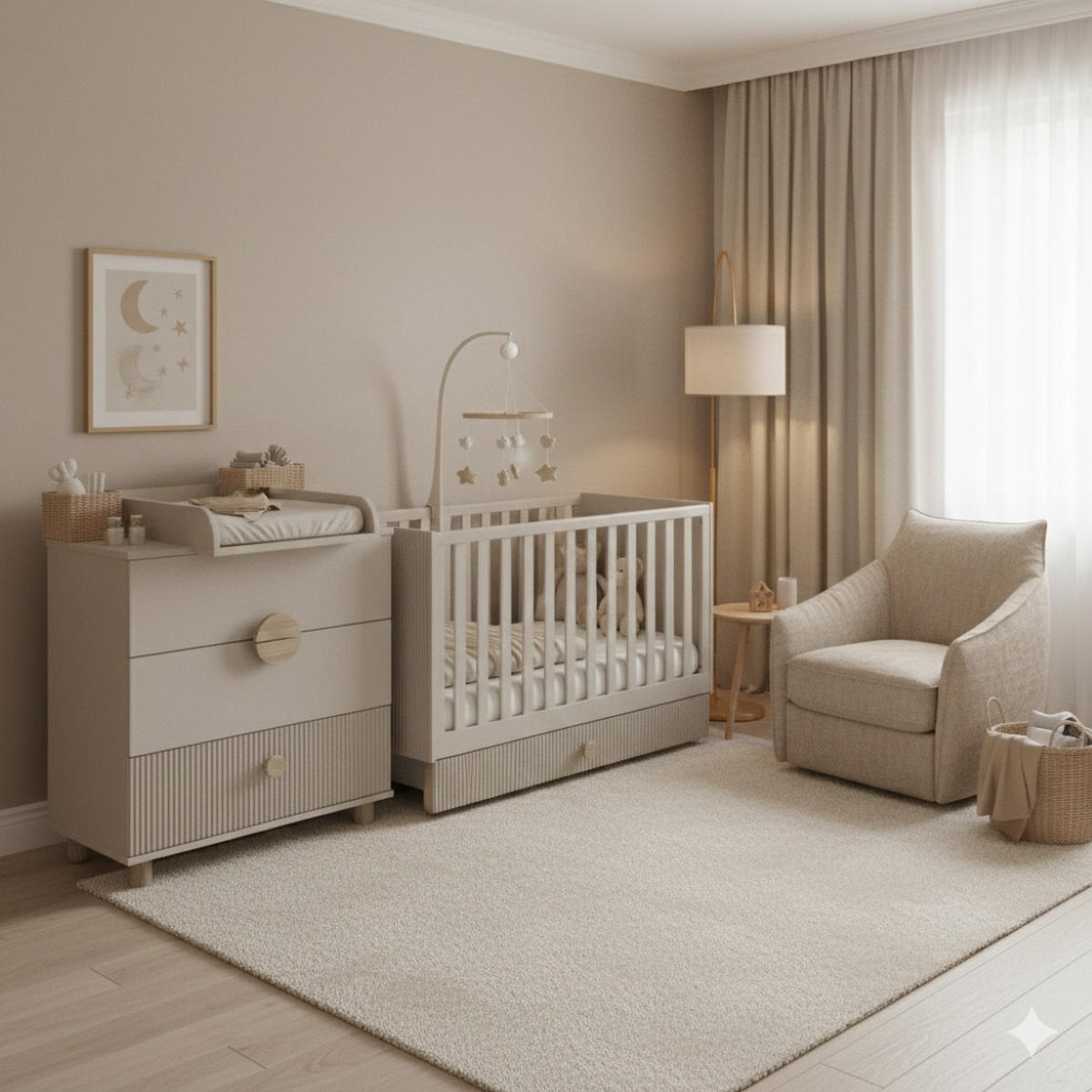BABYZIMMER-SET Bebella 2-teilig - Beige, Holzwerkstoff (60/87/120cm) - kiki design