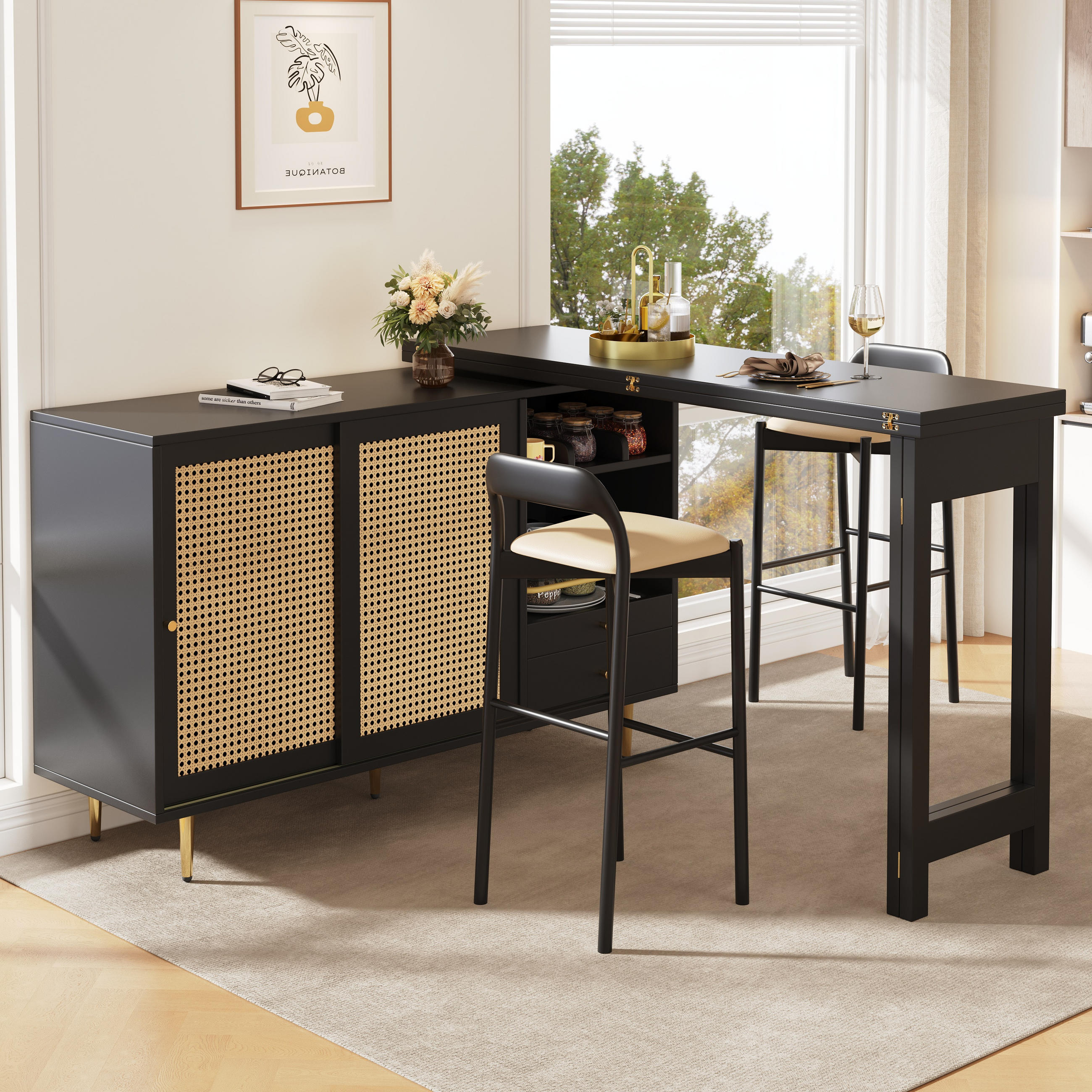 BARTISCH Schwarz 107/40/71,4 cm - Schwarz, Holzwerkstoff (40/76/187cm) - Urban Meuble