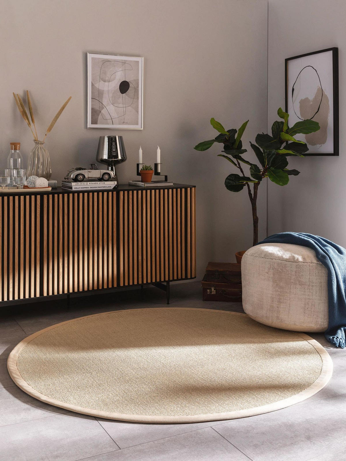SISALTEPPICH Sana Cream ø 200 cm rund - Beige, Naturmaterialen/Kunststoff (200/1cm) - KUNSTLOFT