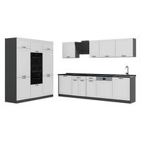 KUCHYNKA R-Line, Biely vidiecky dom/antracitová, 180 cm antrasiitti työtaso - biela/antracitová, kompozitné drevo (180/206.8/60cm) - Vicco