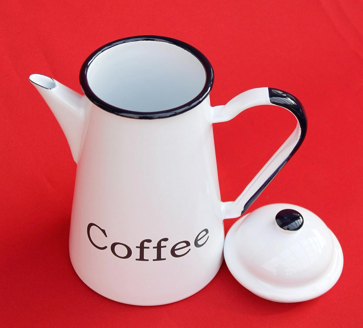 KAFFEEKANNE 578TB Coffee emailliert 22cm Wasserkanne Kanne Emaille Nostalgie Teekanne - Weiß, Metall (1.2L) - DanDiBo