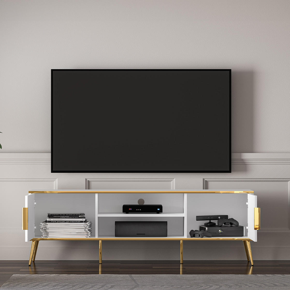 TV-MÖBEL Zora Weiß - Weiß, Holzwerkstoff (160/53/40cm) - Petits-meubles
