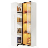 VITRINE 70/40/160 cm in Weiß mit LED-Beleuchtung und ausziehbarem Regal - Weiß, Holzwerkstoff (70/160/40cm) - Flora Grace