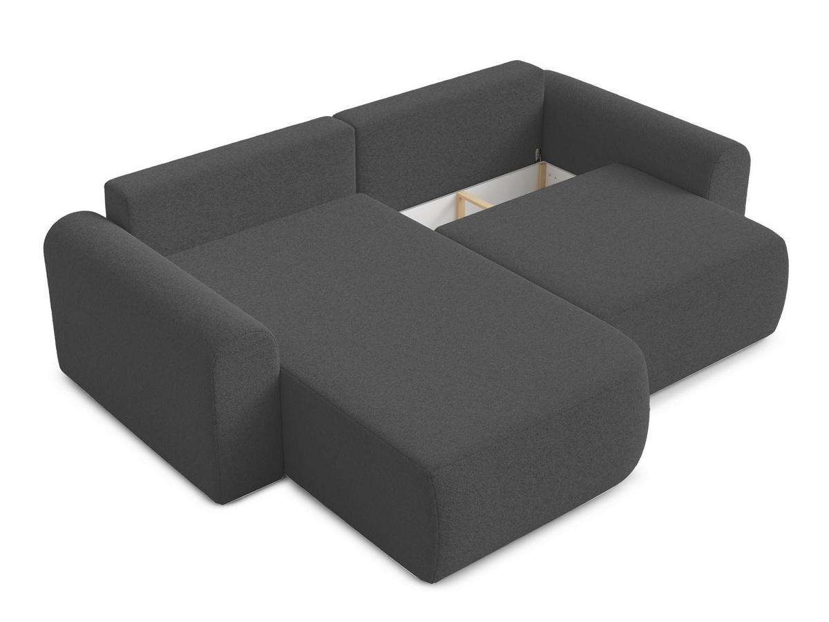 ECKSOFA L Form Otterton Dunkelgrau 250/180/95 cm Links mit Schlaffunktion - Schwarz/Grau, Kunststoff/Textil (180/250cm) - AX Living