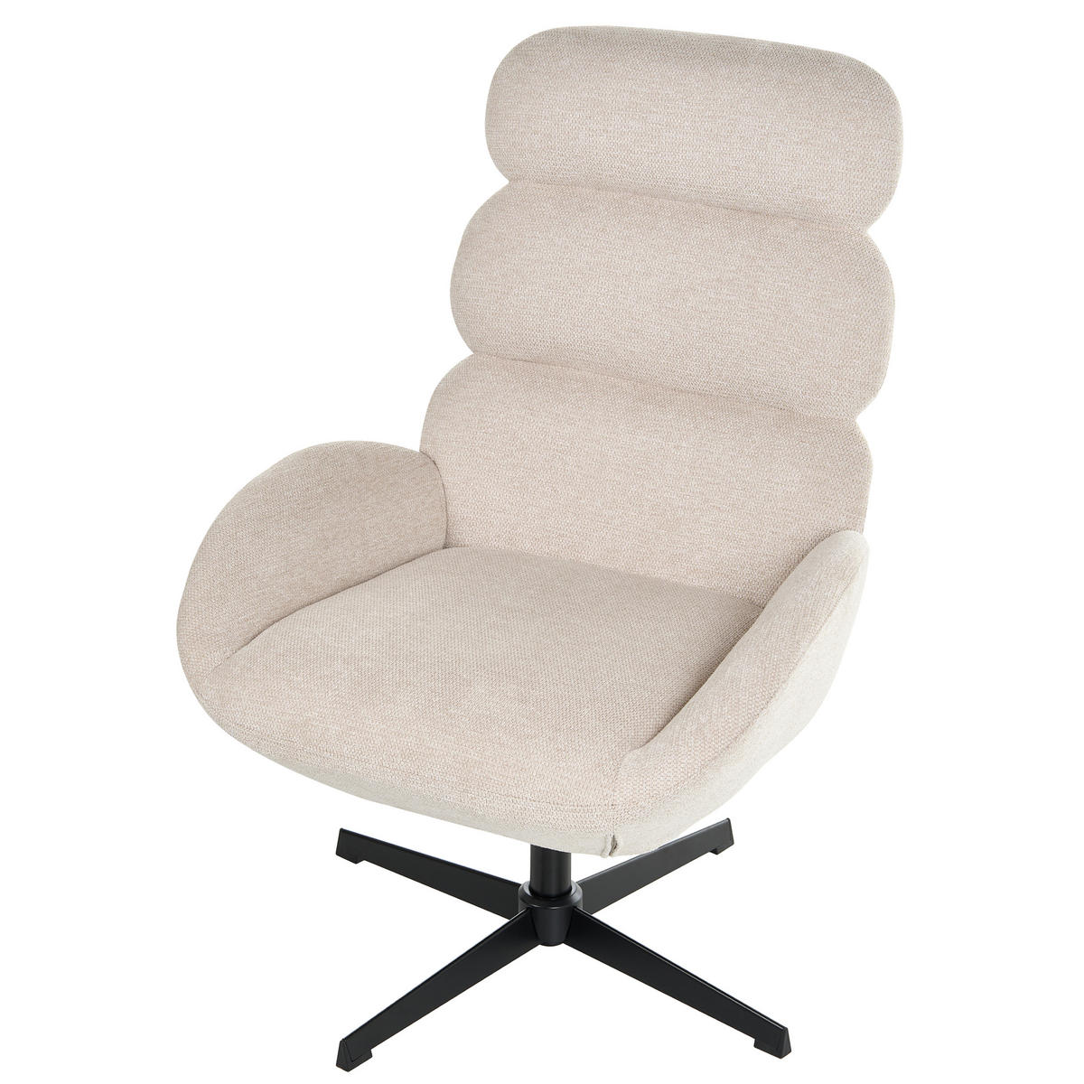 DREHSESSEL Stoff Hellbeige Aalborg - Beige/Schwarz, Textil/Metall (75/105/80cm) - Beliani
