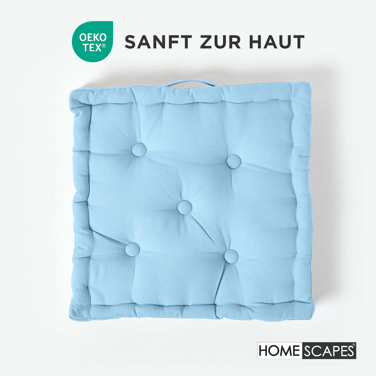 SITZKISSEN hellblau 40/40/8 cm – Bodenkissen unifarben - Hellblau, Textil (40/40/8cm) - Homescapes