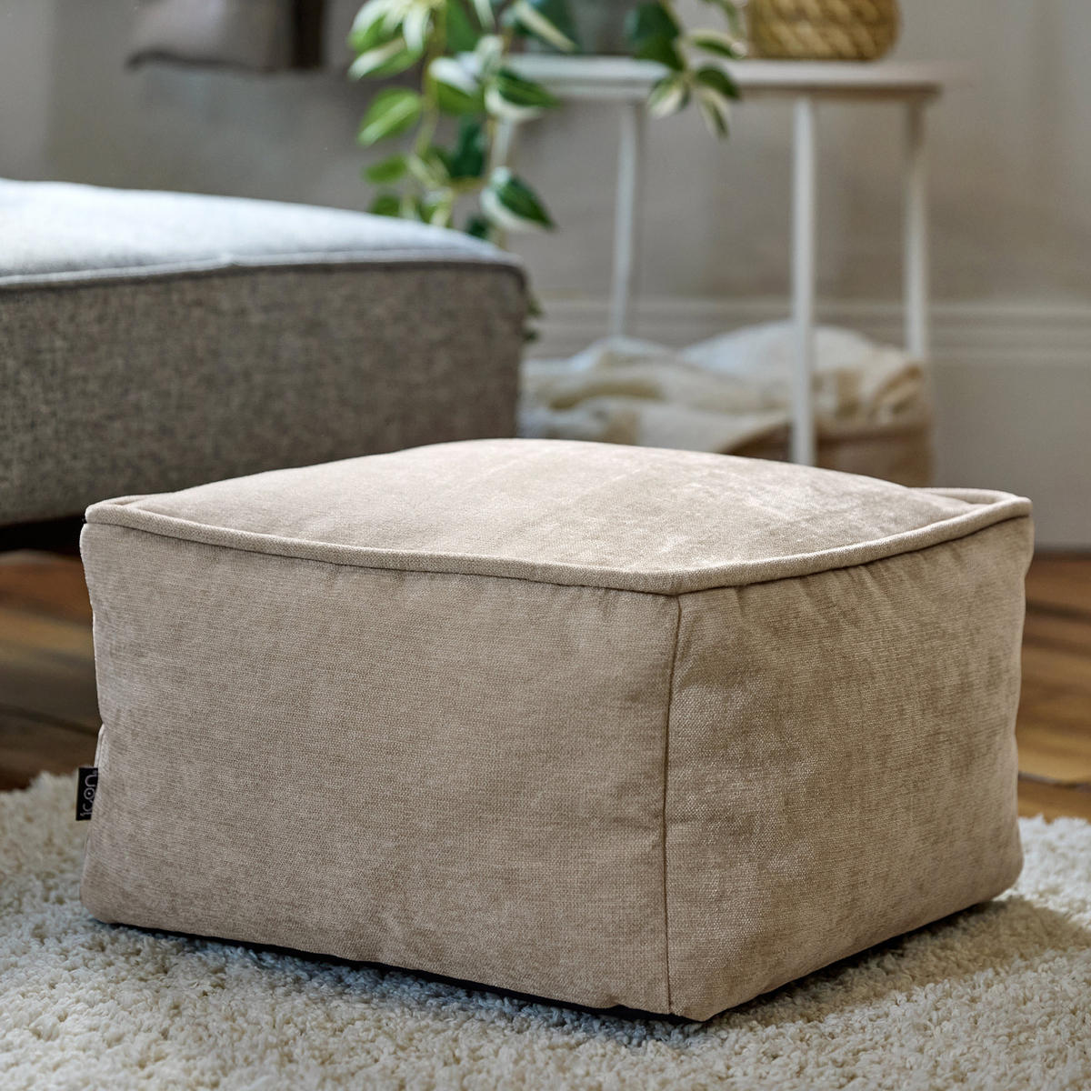 SITZPOUF Chenille Amara - Beige, Kunststoff/Textil (40/24/40cm) - icon