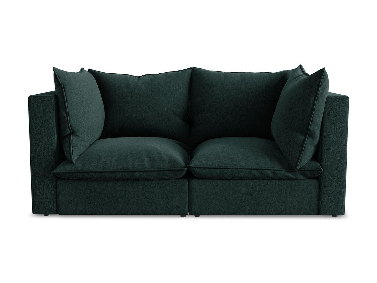 2-SITZER SOFA Samt Stoff Grün - Schwarz/Olivgrün, Holzwerkstoff/Kunststoff (180/77/90cm) - Makamii
