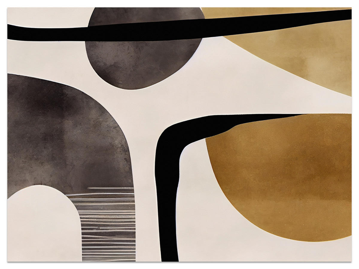 FOTOTAPETE für Wohnzimmer Retro Geometrische Formen Vintage 300x210 - Beige/Schwarz, Papier (300/210cm) - Muralo