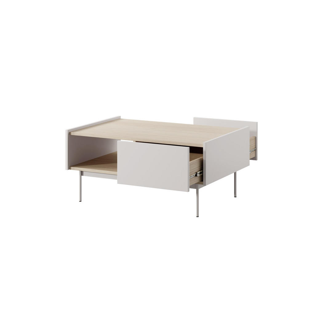 Thumbnail - Feldmann-Wohnen Couchtisch, Creme, Holz, 2 Schubladen, 97x45x65 cm, Wohnzimmer, Wohnzimmertische, Couchtische