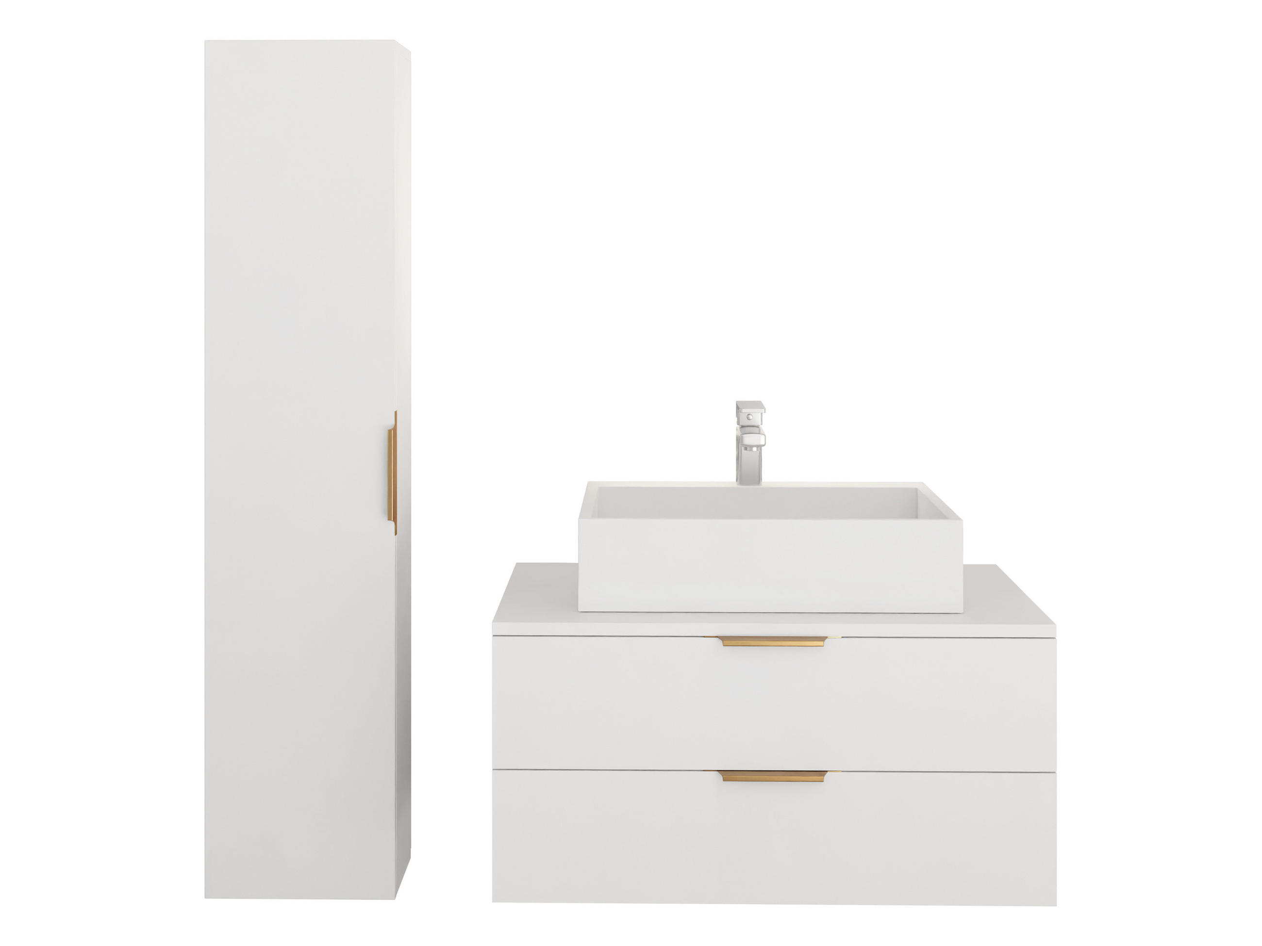 BADMÖBEL-SET Mogares III - Goldfarben/Weiß, Holzwerkstoff/Metall (81/40/46cm) - MIRJAN24