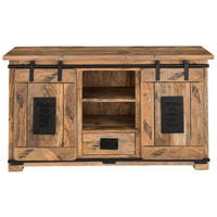 TV-KOMMODE Florenz Vintage - 128 cm - Mangoholz - Schwarz/Braun, Holz/Metall (128/70/45cm) - bene living