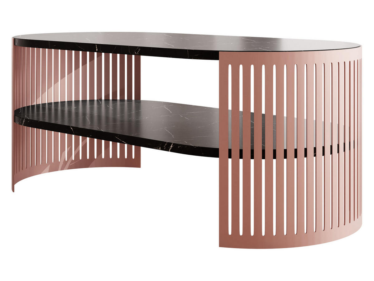 COUCHSITCH Fikoli Oval Ember I - Messingfarben/Schwarz, Holzwerkstoff/Metall (100/50/40cm) - MIRJAN24