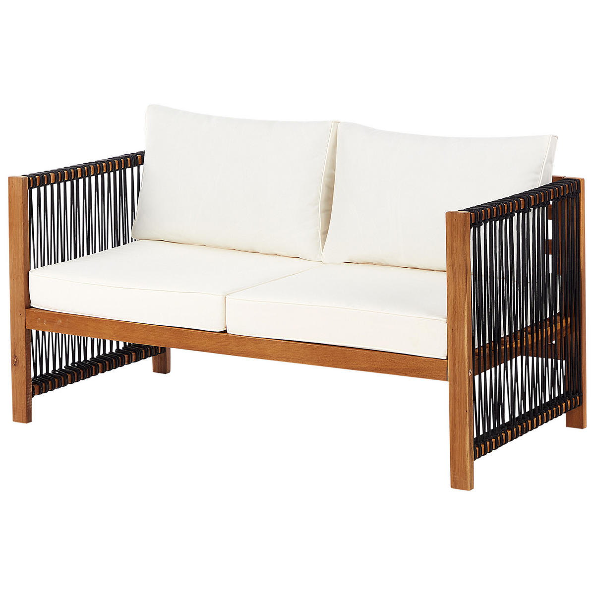 4-SITZER LOUNGE SET Akazienholz Schwarz Antria - Hellbraun/Schwarz, Holz - Beliani
