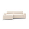 ECKSOFA ausklappbar links mit Container Jodie aus Samt leichtes beige 3 Sitzplätze - Creme, Textil (246/151cm) - Micadoni