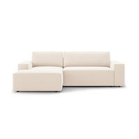 ECKSOFA ausklappbar links mit Container Jodie aus Samt leichtes beige 3 Sitzplätze - Creme, Textil (246/151cm) - Micadoni