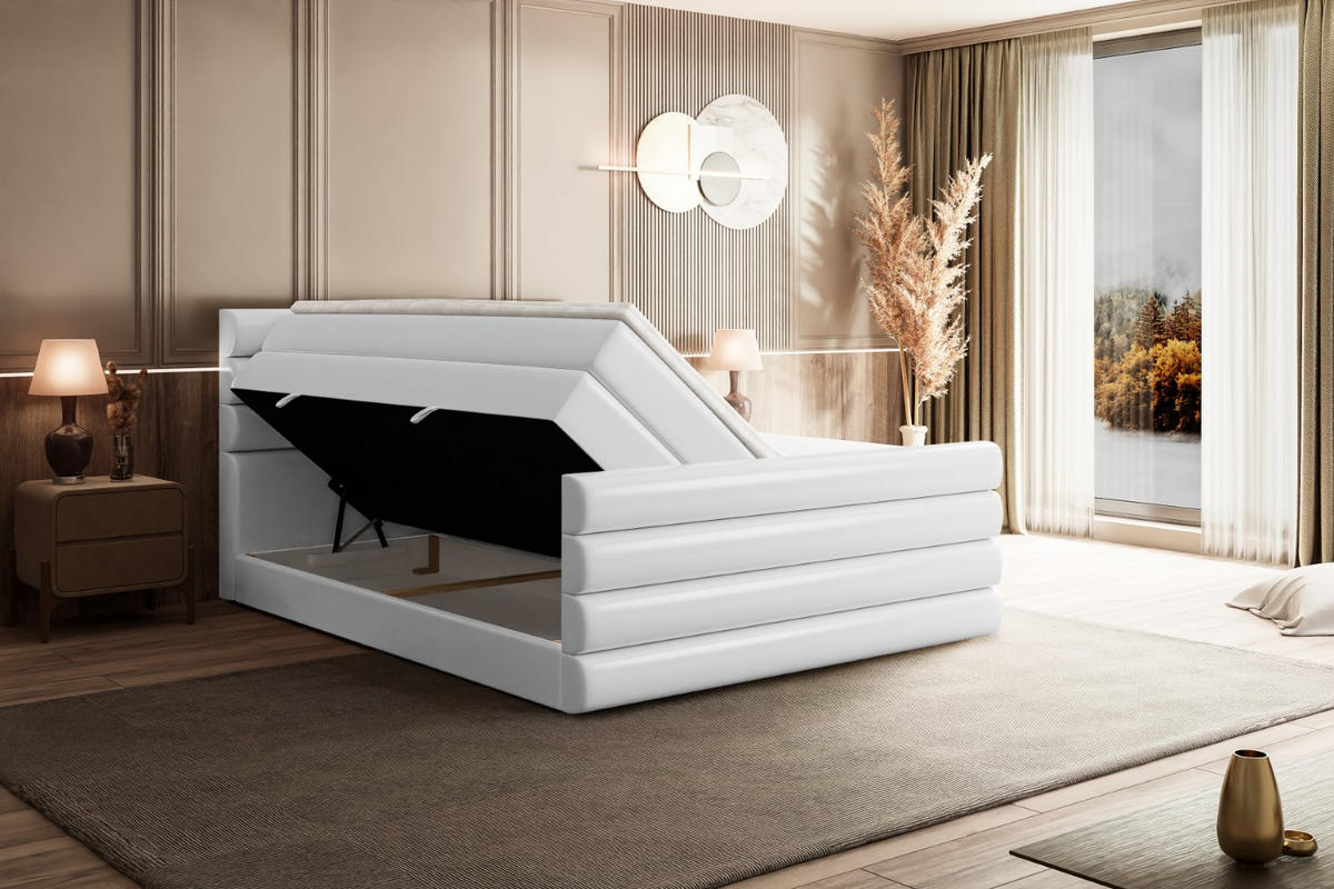 BOXSPRINGBETT CELESTIA-Z KING - 120x200 - H3/H4 - Weiß Hochglanz - Weiß Hochglanz, Holzwerkstoff (120/200cm) - ALTDECOR