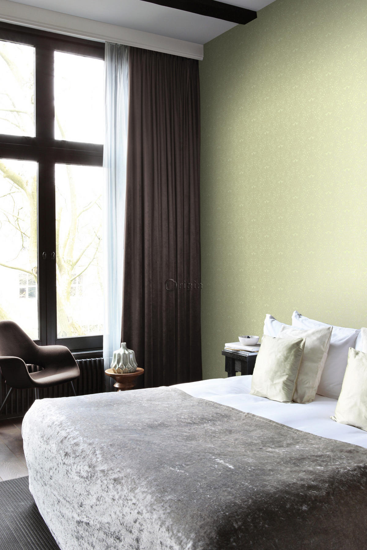 TAPETE Ornamente 53 cm x 10.05 m - Grün, Papier (53/1000cm) - Origin Wallcoverings