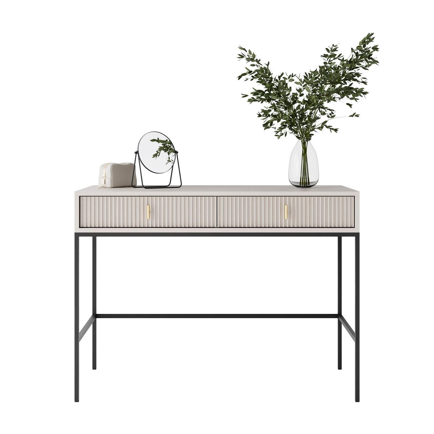 KONSOLE MIDNIGHT mit Schubladen auf Gestell kaschmir - Kaschmir/Schwarz, Holzwerkstoff (50/104/77cm) - Lookway