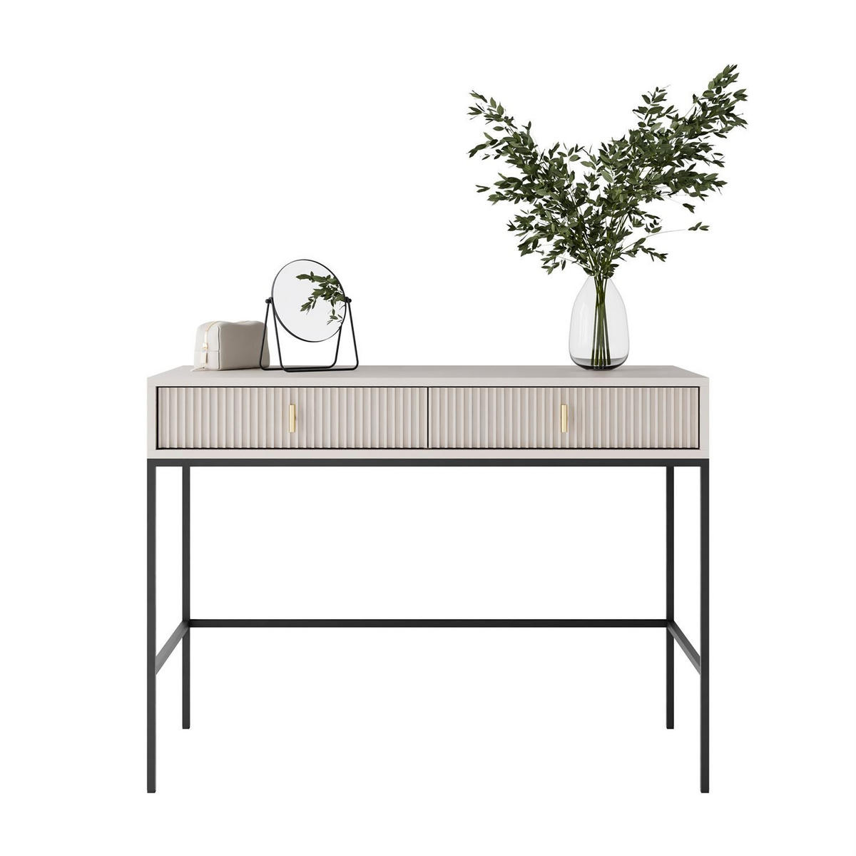 KONSOLE MIDNIGHT mit Schubladen auf Gestell kaschmir - Kaschmir/Schwarz, Holzwerkstoff (50/104/77cm) - Lookway