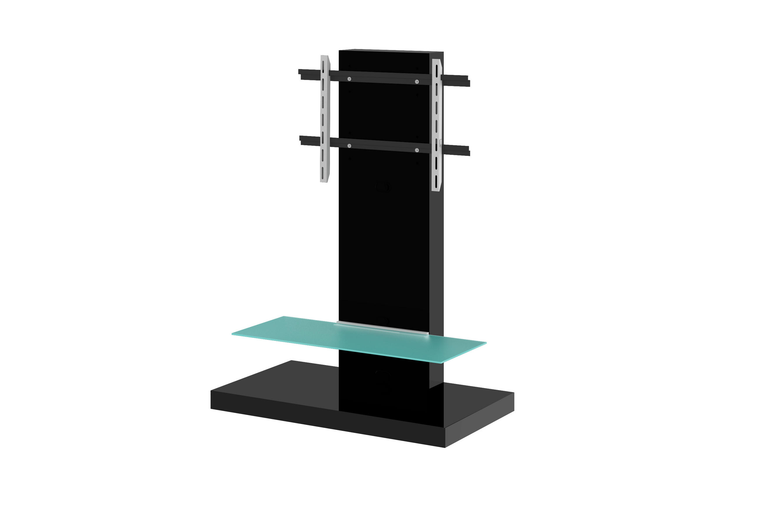 TV RACK rechteckig Schwarz Hochglanz Glas 100/134/55 cm - Schwarz Hochglanz, Holzwerkstoff (100/134/55cm)