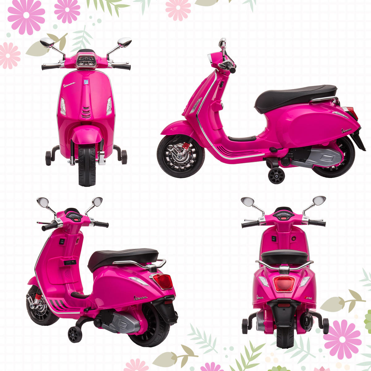 ELEKTRO-KINDERAUTO DE-13036 Stützräder Rosa - Pink, Kunststoff (107/47/73cm) - ComfortXL
