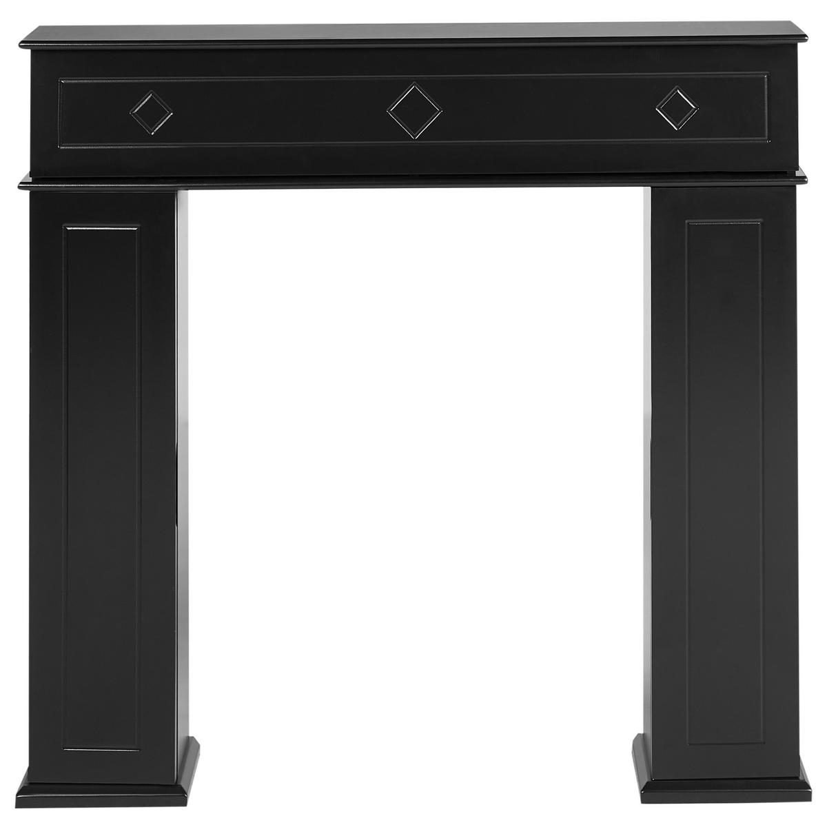 KAMINUMRANDUNG Schwarz Mispec - Schwarz, Holzwerkstoff (107/100/18cm) - Beliani