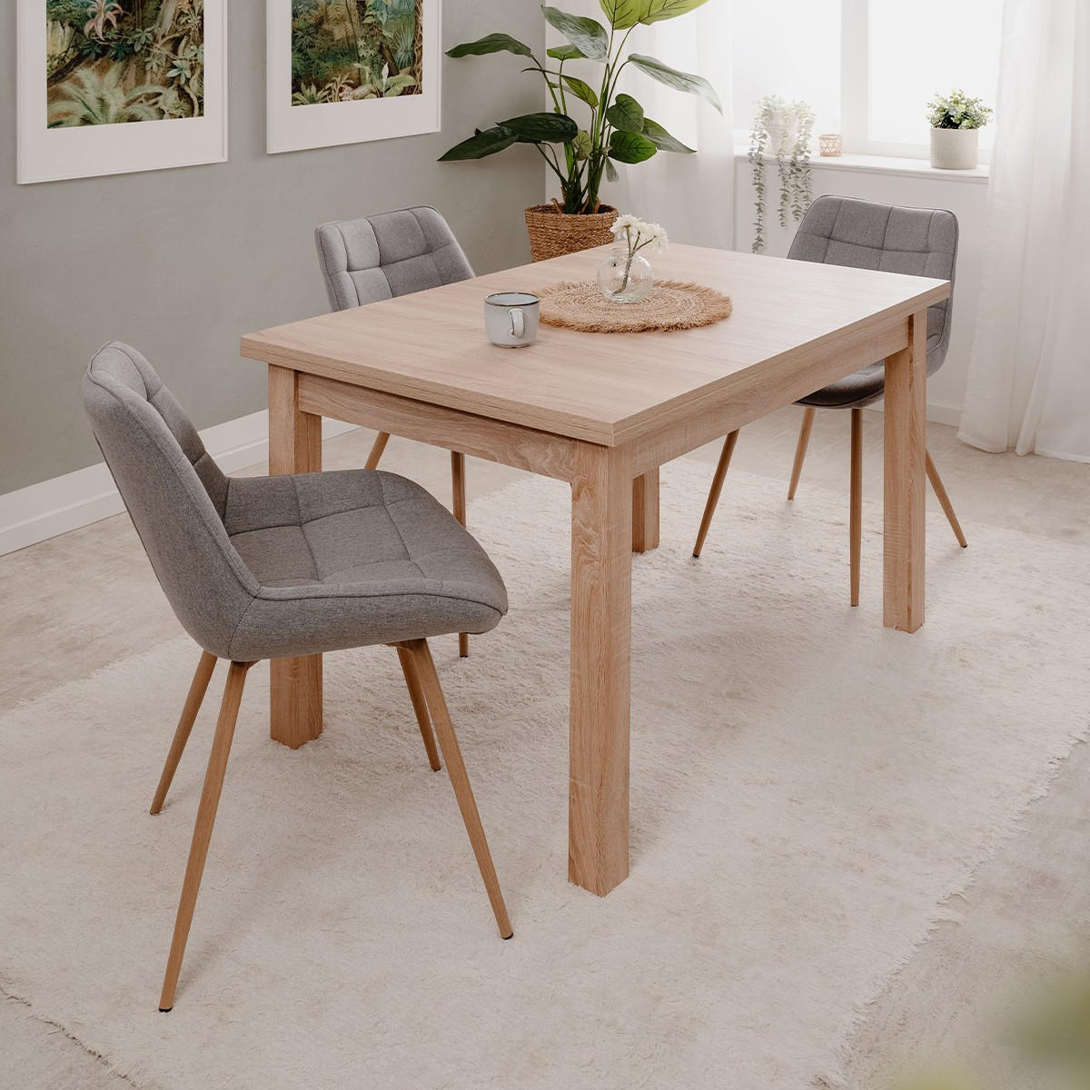 ESSTISCH ausziehbarer eichenoptik longford 120/80/76 cm - Eschefarben, Holzwerkstoff (31.5/80/76cm) - Calicosy