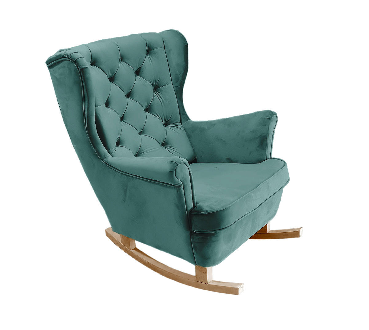SCHAUKELSESSEL mit gepolstertem Sitz und Armlehnen, 102x81x95 cm, Grün_29854 - Buchefarben/Mintgrün, Holz/Textil (81/102/95cm) - DomoHome