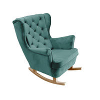 SCHAUKELSESSEL mit gepolstertem Sitz und Armlehnen, 102x81x95 cm, Grün_29854 - Buchefarben/Mintgrün, Holz/Textil (81/102/95cm) - DomoHome