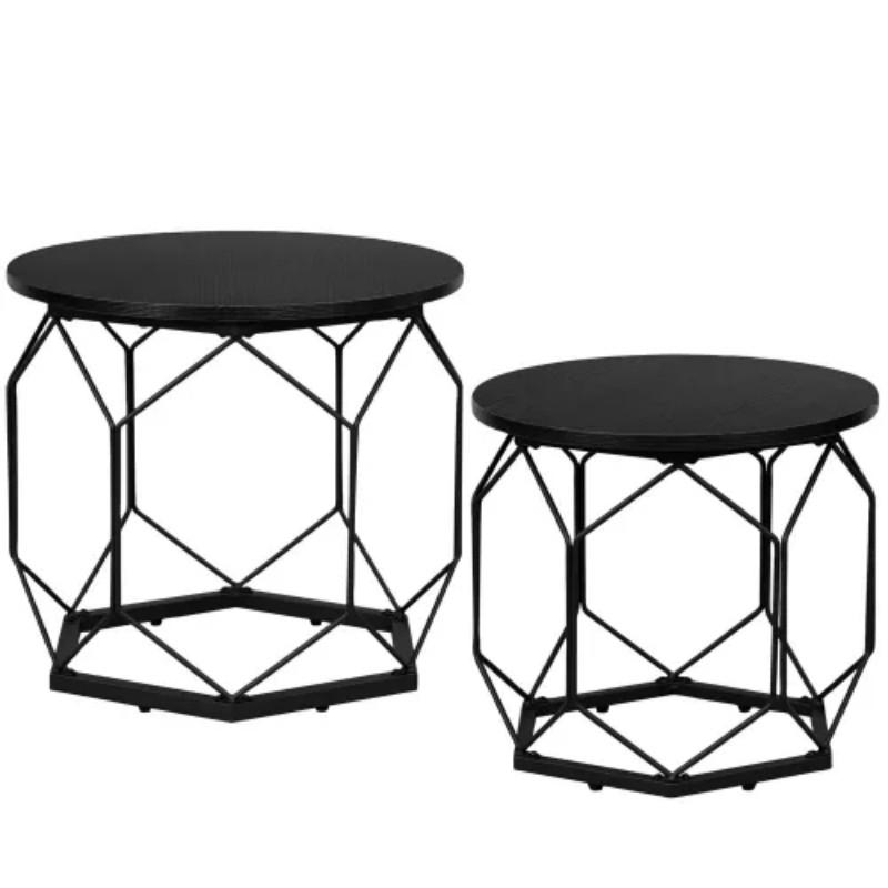 COUCHTISCH 2er-Set Black 50/50/45 cm - Schwarz, Metall (50/50/45cm) - PANGIVO