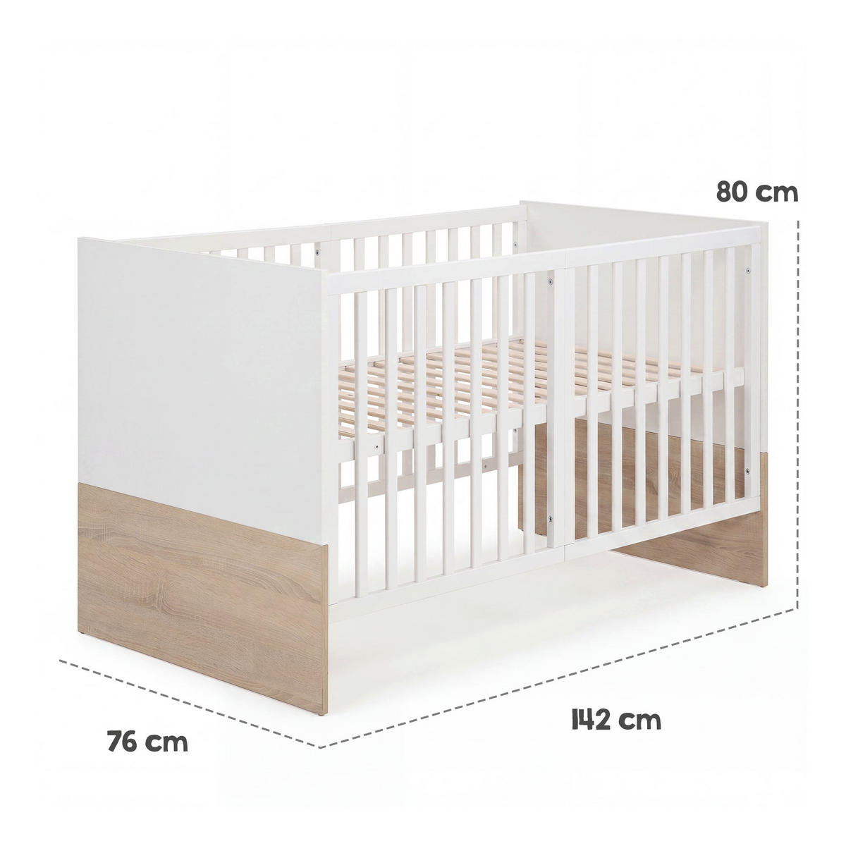 BABYBETT Gabriella 70 x 140 cm - Weiß, Holzwerkstoff (70/140cm) - Roba