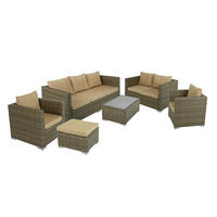 GARTEN-SITZGRUPPE Seoul 6-teilig Gartenmöbel-Set - Creme, Kunststoff - DELUKE