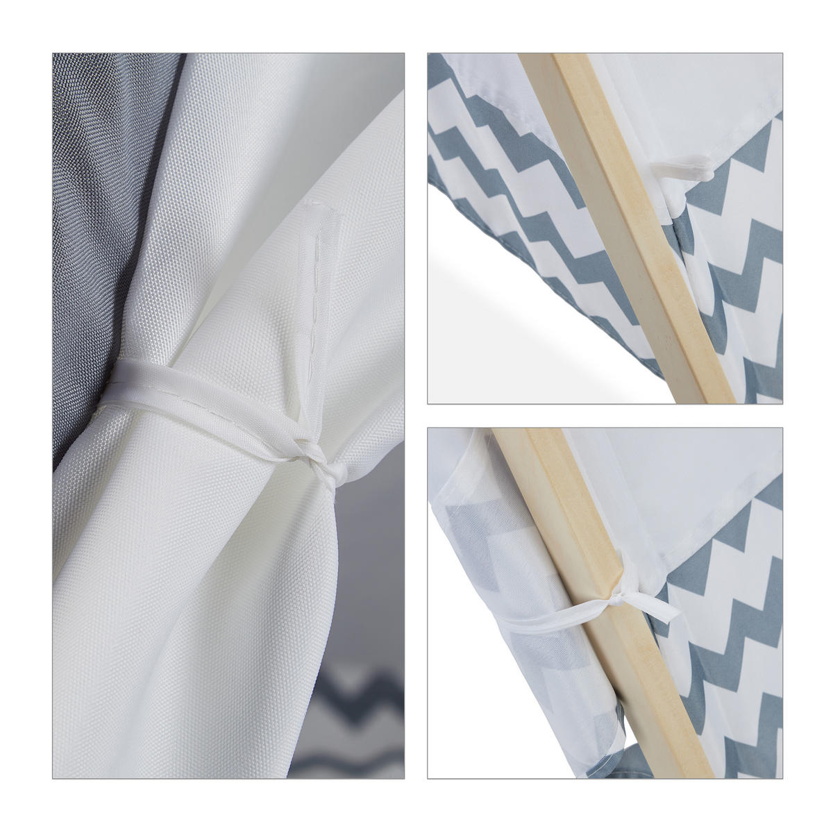 TIPIZELT - Weiß, Holz/Textil (92/120cm) - Relaxdays