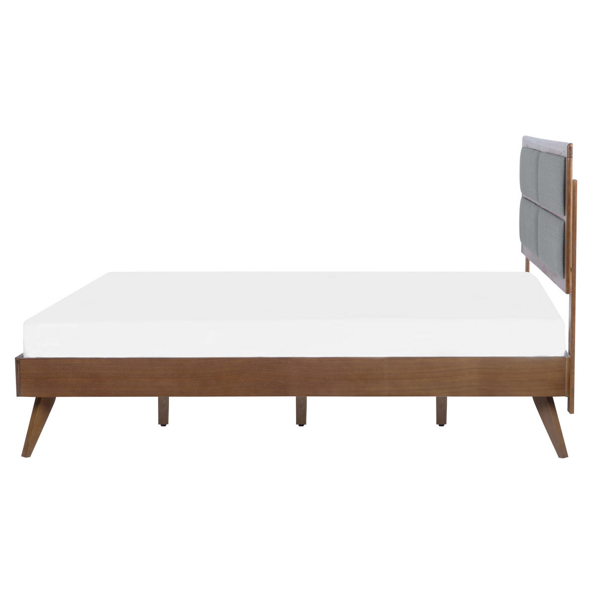 HOLZBETT 160/200cm Dunkler Holzfarbton Poissy - Dunkelbraun, Holzwerkstoff/Textil (160/200cm) - Beliani