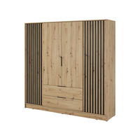 KLEIDERSCHRANK 200 cm Fioro - 4 Türen, Lamellen, Schubladen, Artisan Eiche - Eiche Artisan, Holz (205/200/51cm) - Emporius