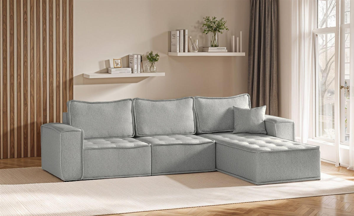 ECKSOFA Sande In Alpine - Hellgrau, Holzwerkstoff/Textil (292/192cm) - Fun Möbel