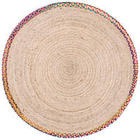 KOBEREC Barevný 120 cm Juta Satara - béžová, textil (120/120cm) - Beliani