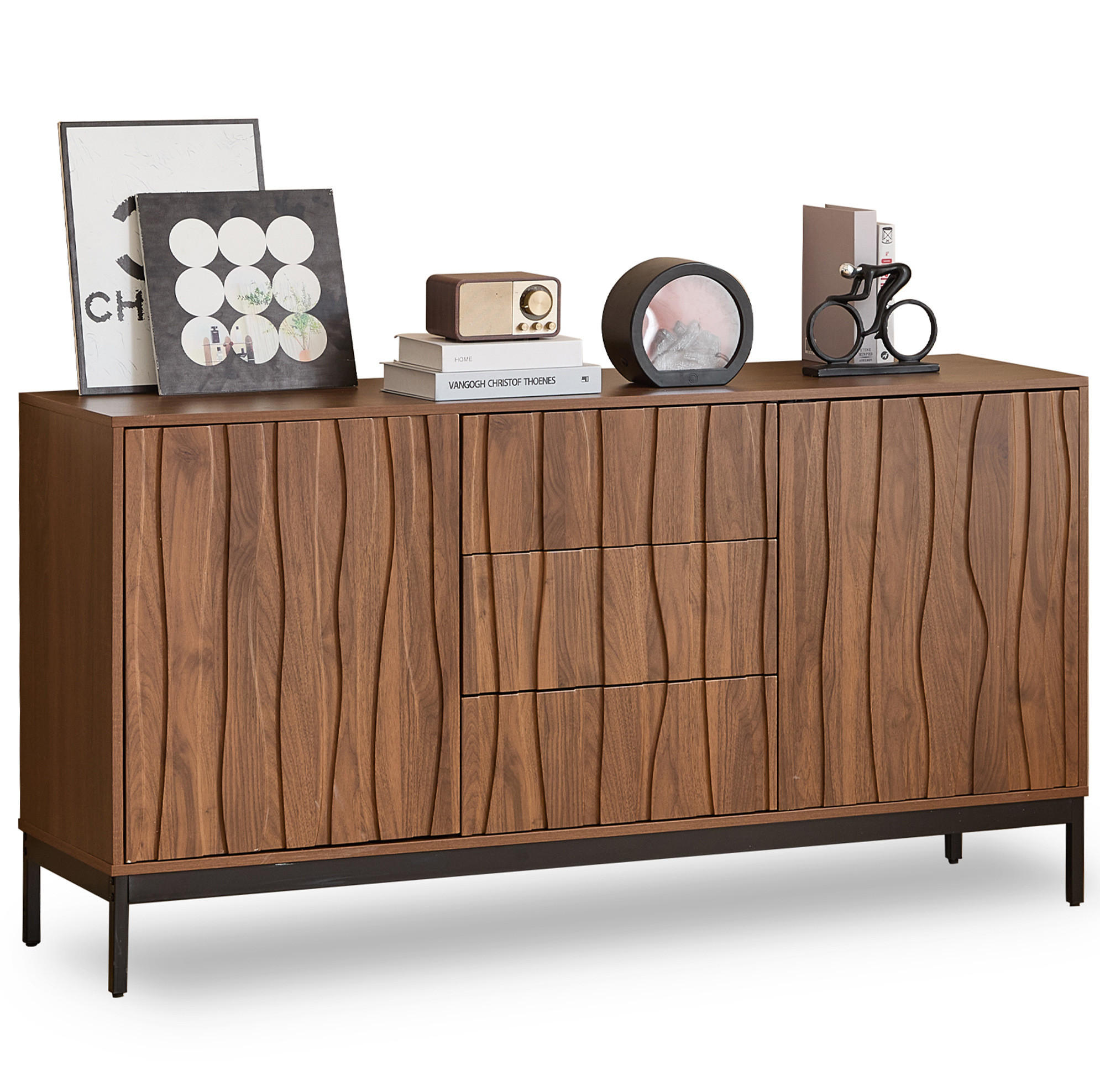 SIDEBOARD 150/40/80 cm Dunkelbraun aus PB und MDF mit Schlitzmuster - Naturfarben, Holzwerkstoff (40/80/150cm) - OKMYHOME