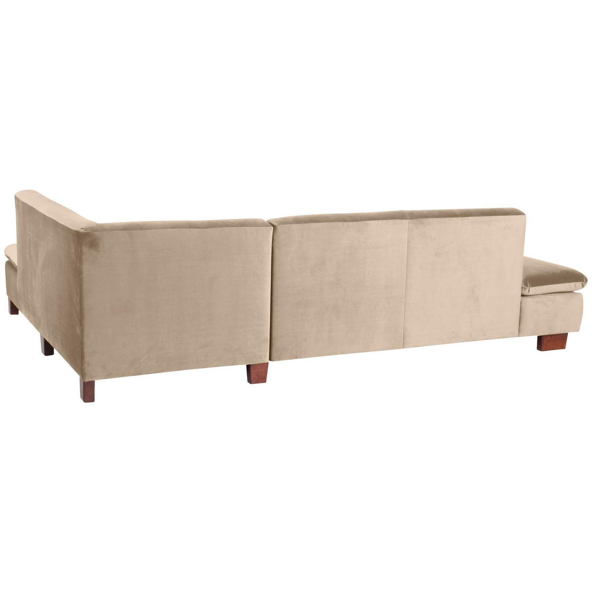ECKSOFA mit Ottomane rechts Kaye Bezug Samtvelours Buche nussbaum dunkel / sand - Sandfarben, Kunststoff (270/190cm) - 58aufmkessel