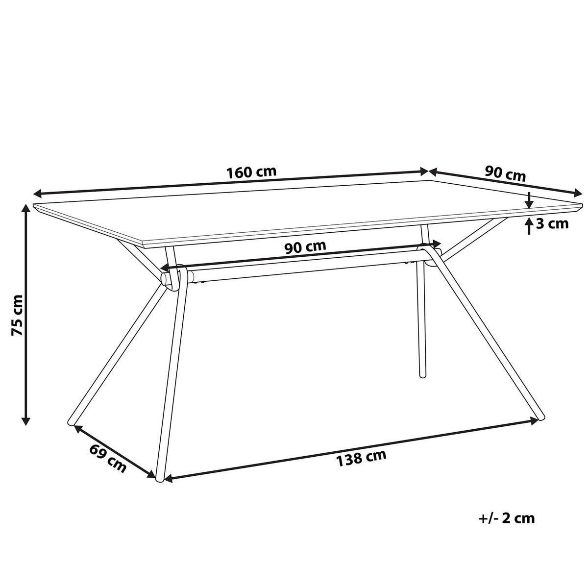 ESSTISCH 160/90/75 cm Dunkelbraun, Schwarz Rechteckig Amsterdam - Dunkelbraun, Holzwerkstoff (160/90/75cm) - Beliani