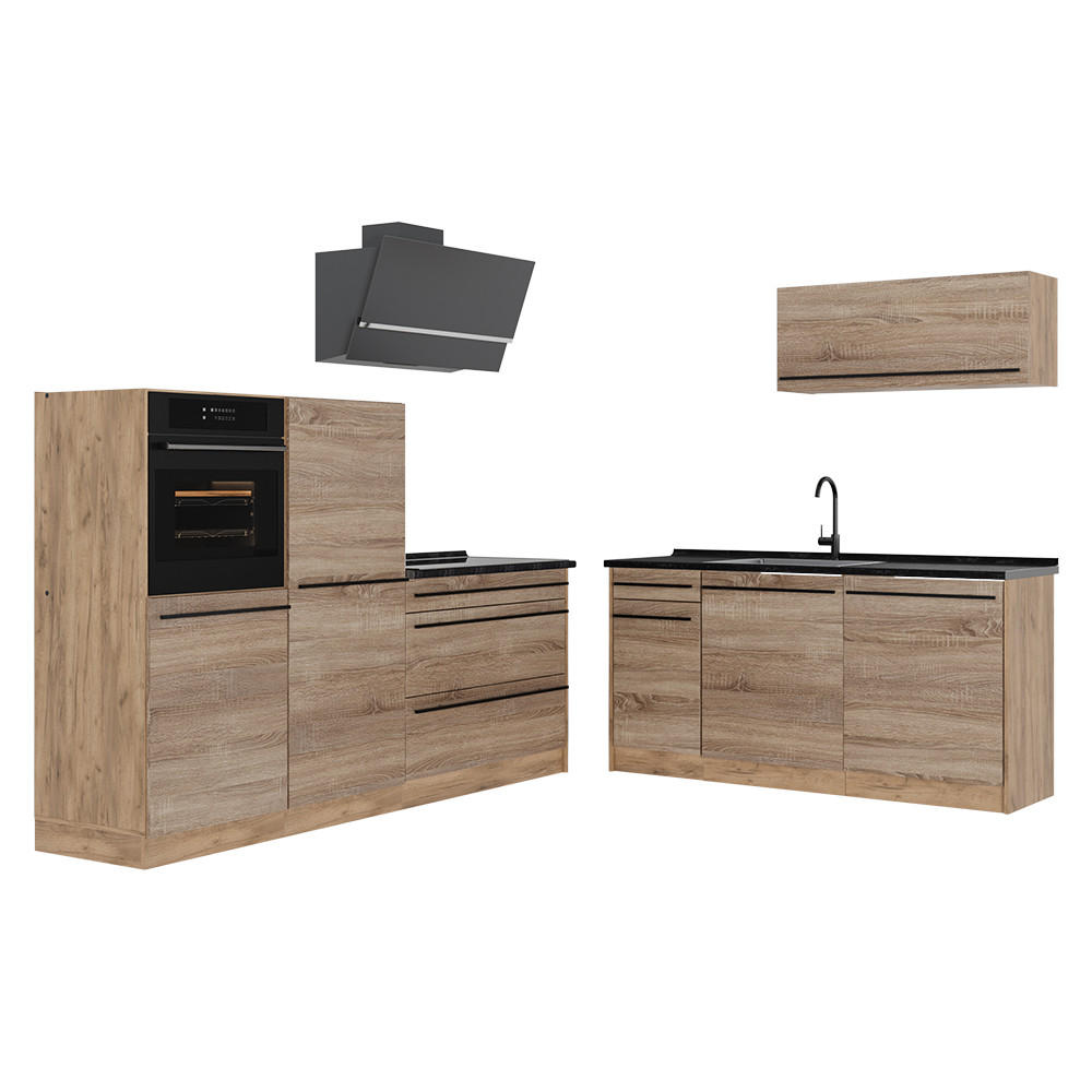 Vicco Küchenzeile Sonoma Eiche, Eiche 220x143x46 cm