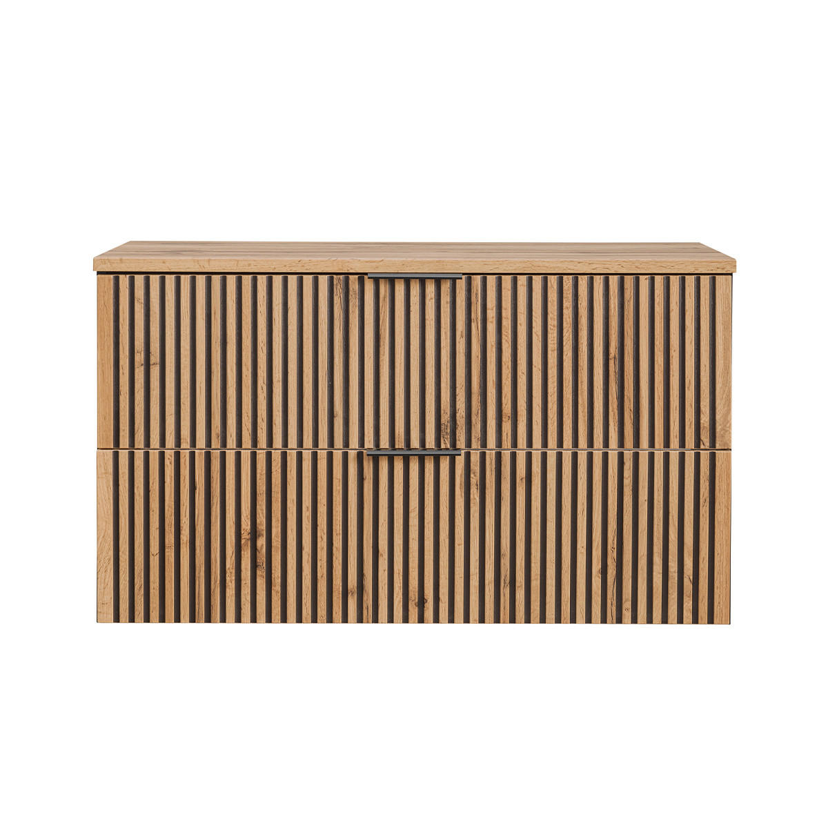 WASCHTISCHUNTERSCHRANK 100.6cm Gaia Holz in Eichenoptik und Schwarz - Schwarz, Holzwerkstoff (100.6/59/46cm) - Petits-meubles