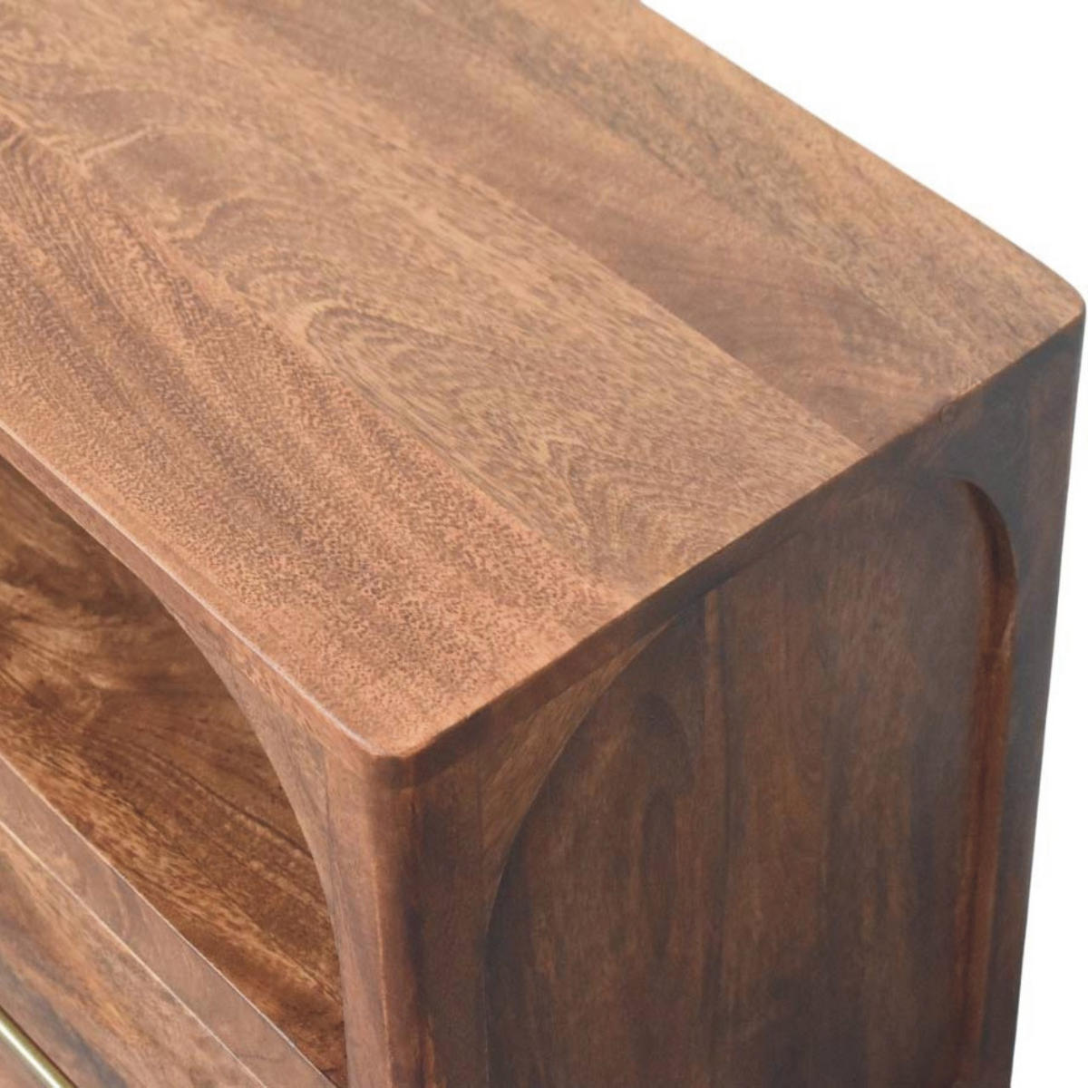 MEDIENKONSOLE mit Roasted-Almond-Finish, 2 Schubladen, 1 offene Ablage, sanftes Braun - Goldfarben/Braun, Holz/Metall (110/50/35cm) - Artisan Furniture