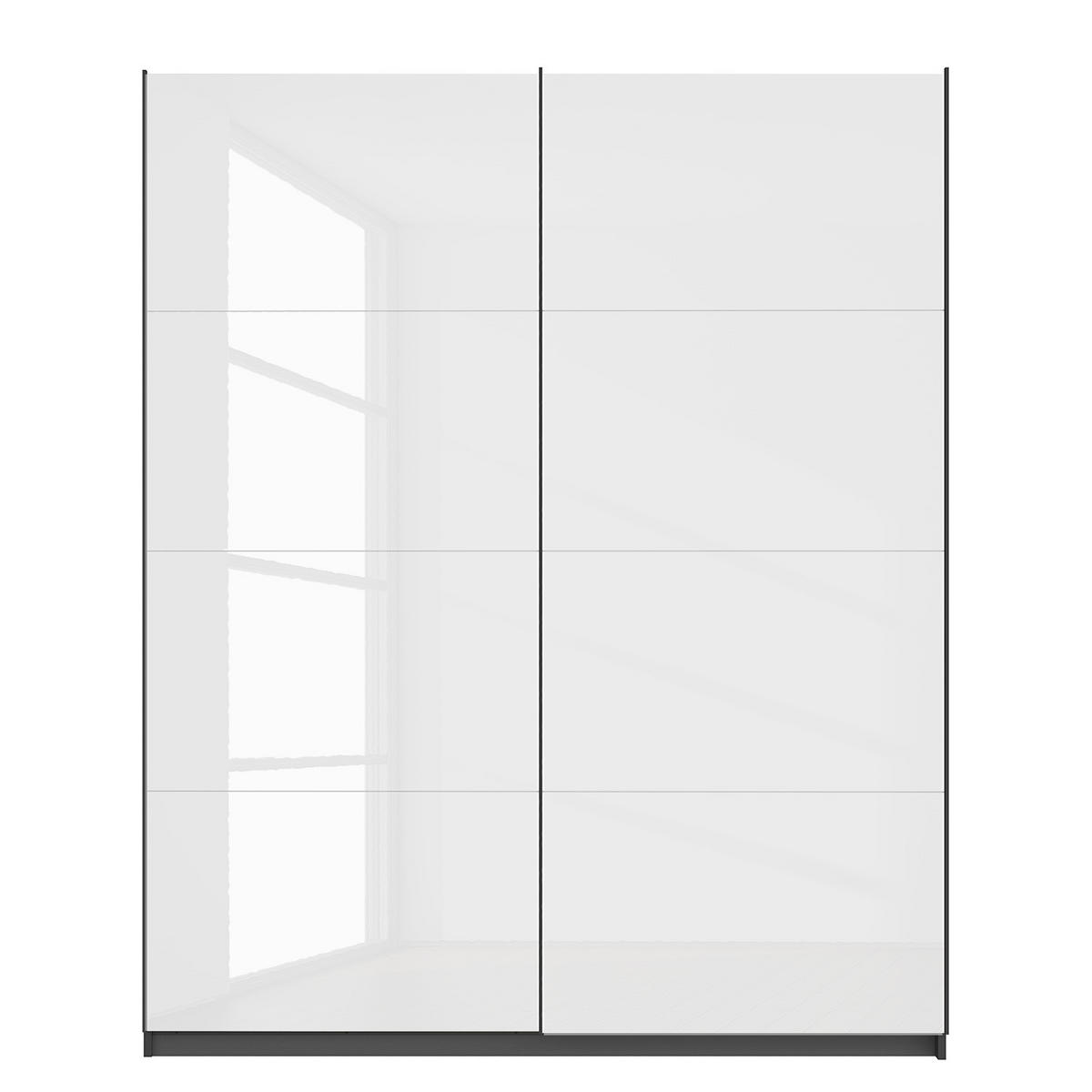 SCHWEBETÜRENSCHRANK - Weiß Hochglanz/Grau, Holzwerkstoff (181/222/68cm) - home24