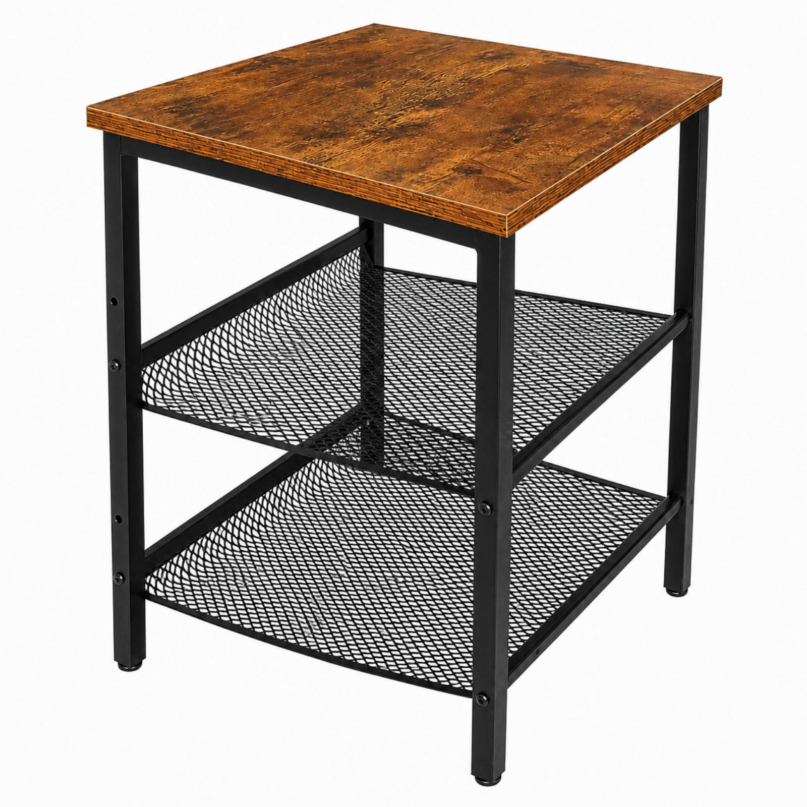 BEISTELLTISCH Metall MDF Schwarz Dunkelbraun mit 2 Metallgitterablagen 40x40x55 cm - Dunkelbraun/Schwarz, Holzwerkstoff/Metall (40/40/55cm) - Begryf