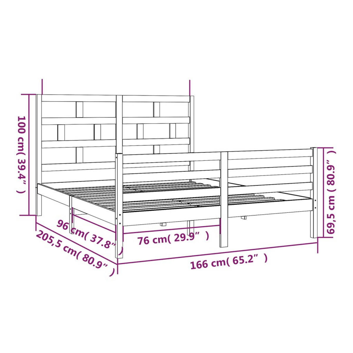 BETT Kerns 166/205.5 cm - Braun, Holz (160/200cm) - Nettlife