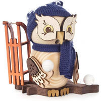 RAUCHFIGUR Eule mit Schlitten 15 cm - Multicolor, Holz (10/15/10cm)