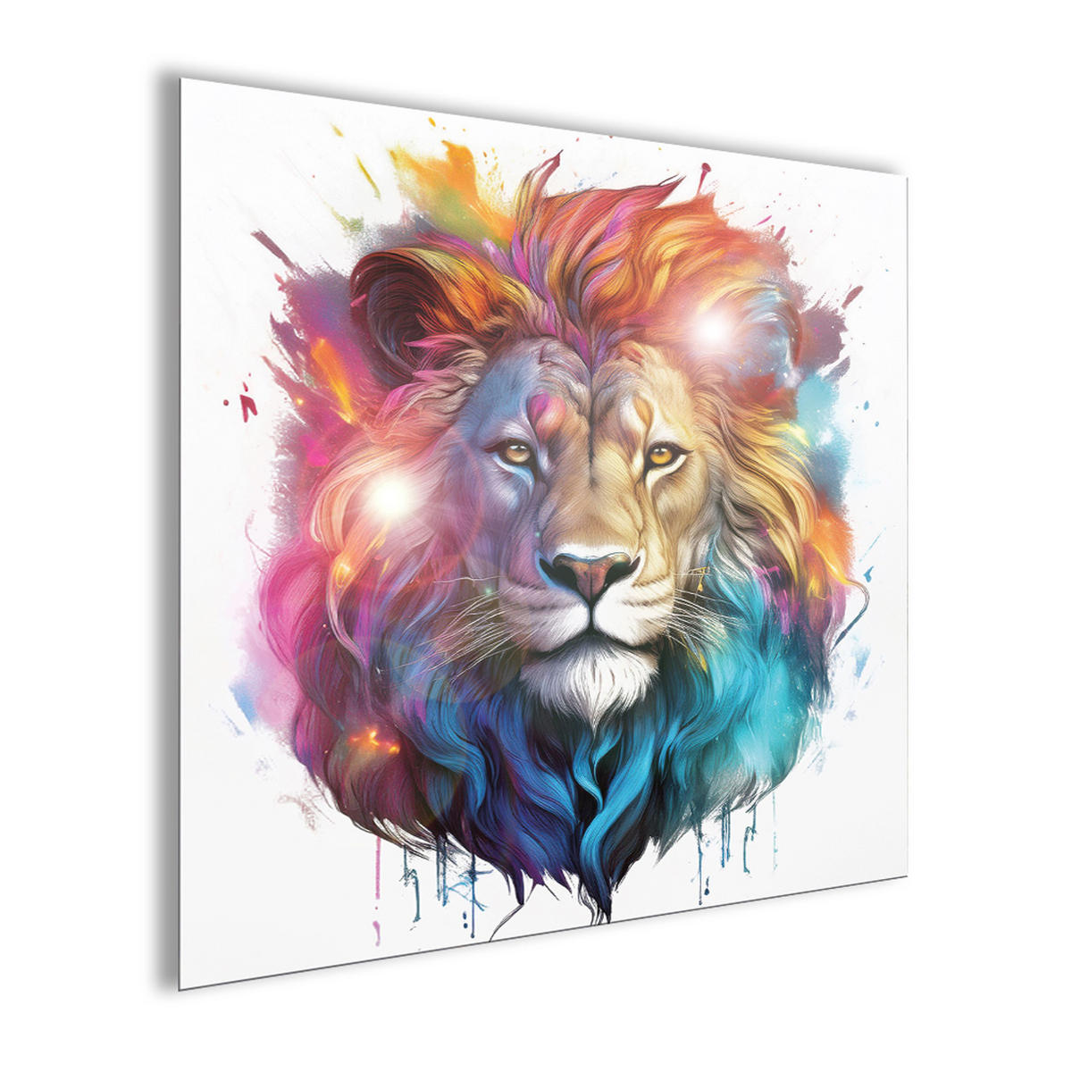 GLASBILD 50x50 cm Löwe Pop Art bunt - Weiß, Glas (50/50cm) - artissimo